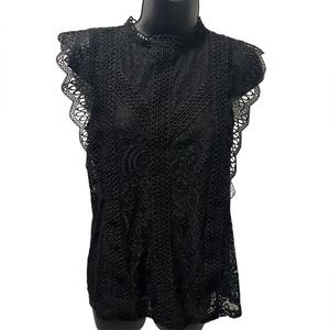 Womens Set of 2 Cable & Gauge W5 Black Lace Short Sleeve Blouse Size  S